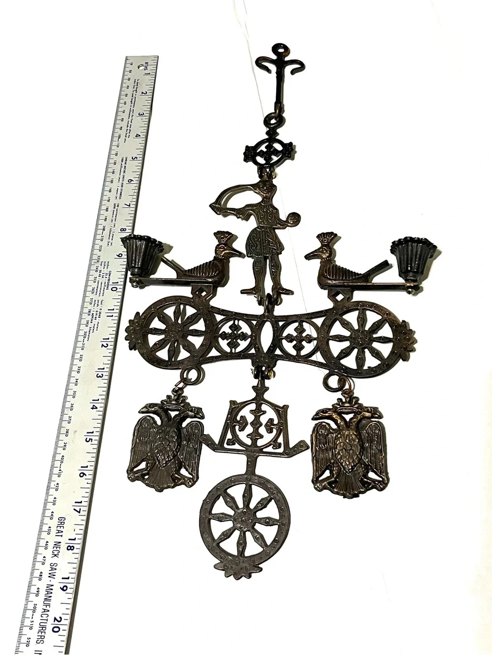 Antique-Style Brass Wall Hanging in Dark Bronze